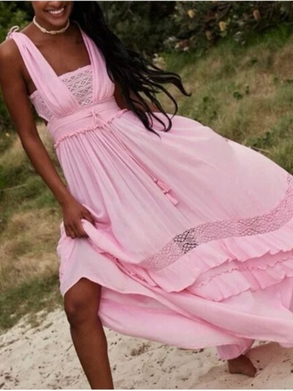 Free People Santa Maria Pink Lemon Maxi Dress